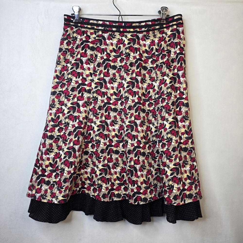 Christopher & Banks Petite Floral A-Line Skirt 10P Whimsigoth Dark Romantic